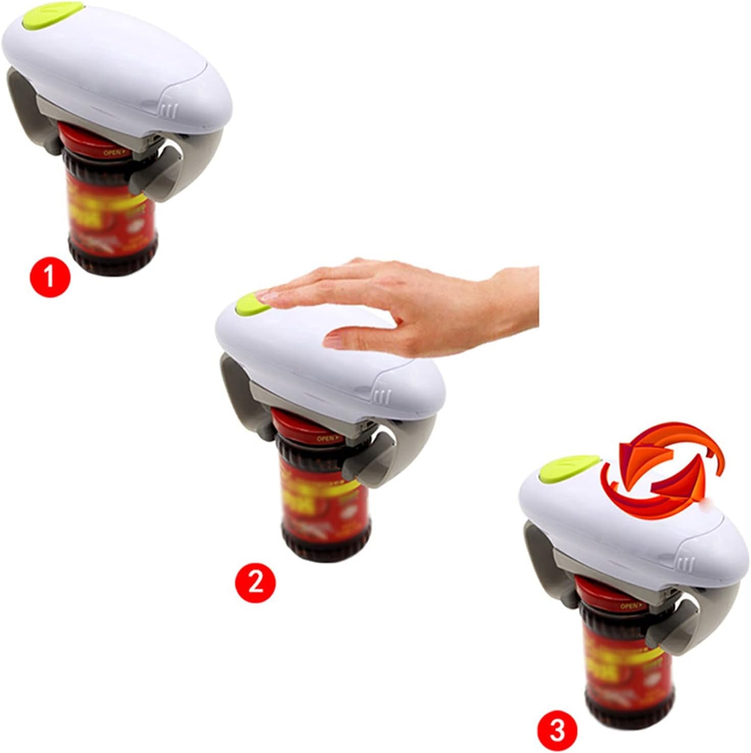 One Touch Electric Can Opener, Kitchen Hand Free Glass Jar Automatic Bottle Openers, Electric Tin Openers for Arthritic Hands, Elderly, Left Handed